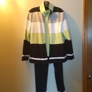 3pc black, lime, white, gray knit weekender